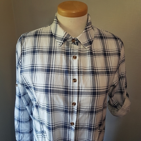 Dressfo Plaid Button Down Shirt Dress -> Dressfo Plaid Button Down Shirt Dress - Picture 5 of 15